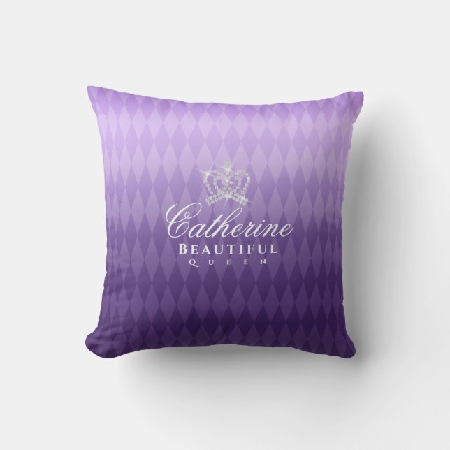 Glittering Crown Luxury Purple Throw Pillow (Front)