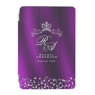 Glittering Crown Monogram Magenta iPad Mini Cover
