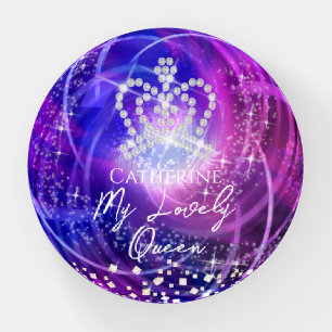 Glittering Crown Purple Blue Paperweight