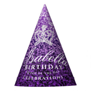 Glittering Crown Purple Lilac Party Hat