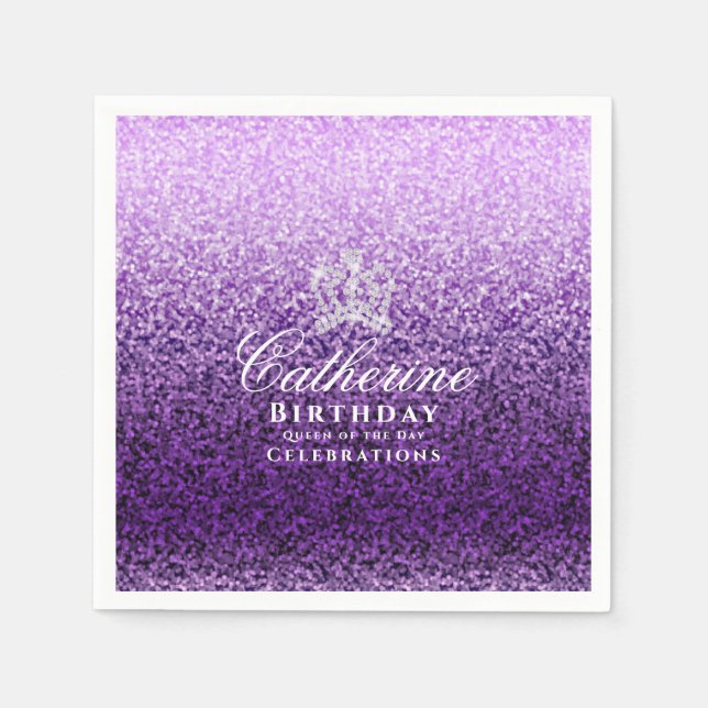 Glittering Crown Purple Napkins (Front)