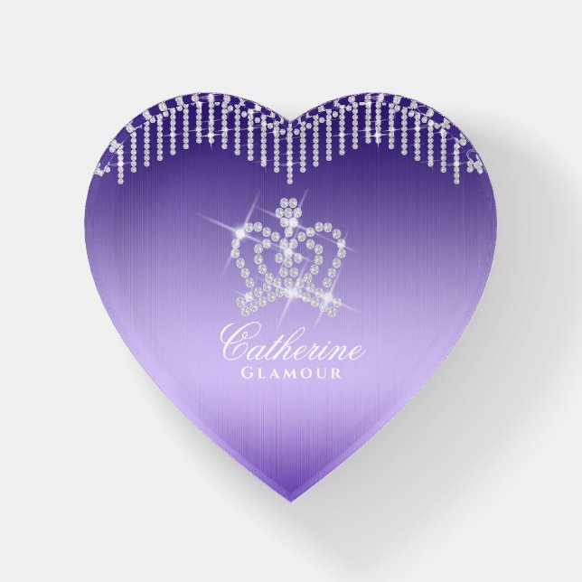 Glittering Crown Purple Paperweight (Front)