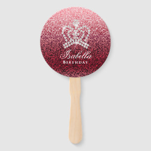 Glittering Crown Wine Hand Fan