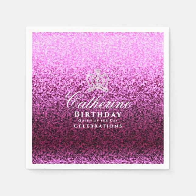 Glittering Crown Wine Napkins (Front)