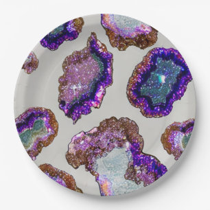 Glittering Crystal Geode  Paper Plates