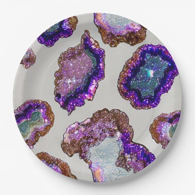Glittering Crystal Geode  Paper Plates (Front)