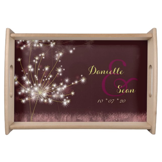 Glittering Dandelions Newlyweds Wedding Gift Serving Tray (Front)
