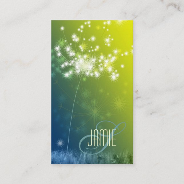 Glittering Dandelions Professional Business Card (Front)