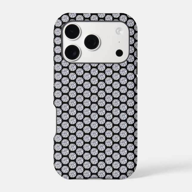 Glittering Diamond pattern on black Iphone Case (Back)