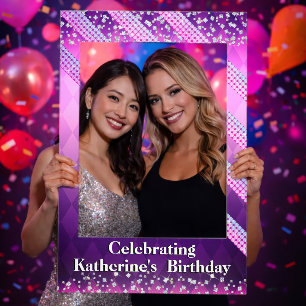 Glittering Diamonds Birthday Purple Selfie Frame
