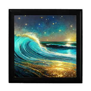 Glittering Divergent Ocean Waves Gift Box