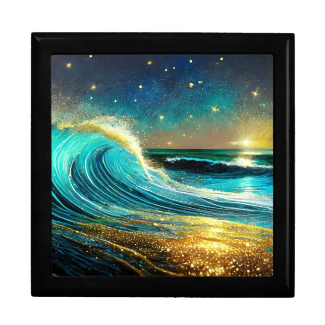 Glittering Divergent Ocean Waves Gift Box (Front)