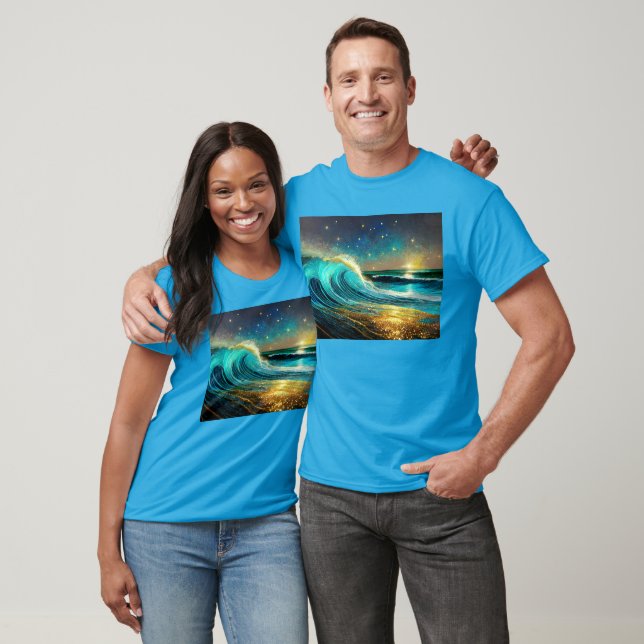 Glittering Divergent Ocean Waves T-Shirt (Unisex)