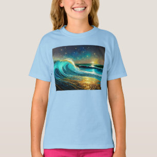 Glittering Divergent Ocean Waves T-Shirt