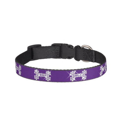 Glittering Dog Bone Purple Pet Collar
