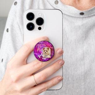 Glittering Dog Pet Photo Magenta PopSocket