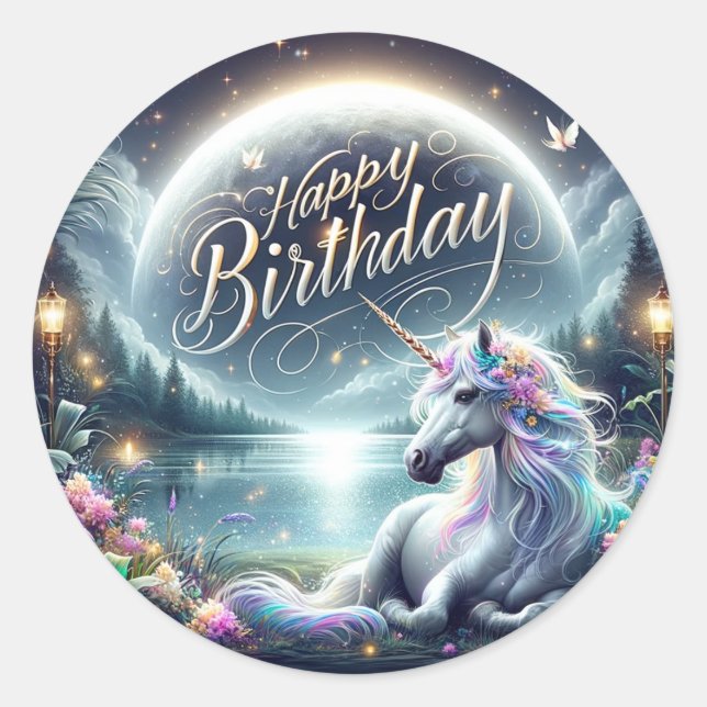Glittering Dreams: Unicorn Birthday Stickers (Front)