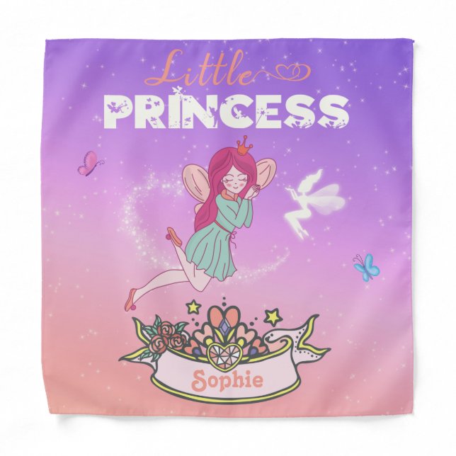 👸Glittering Fairy Princess Custom Name  Bandana (Front)
