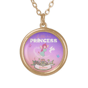 👸Glittering Fairy Princess Custom Name    Gold Plated Necklace
