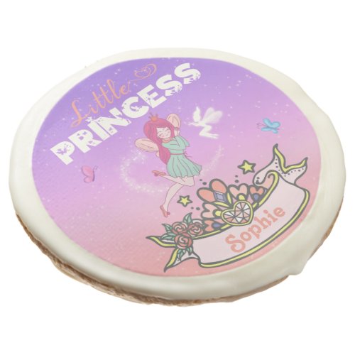 Glittering Fairy Princess Custom Name Sugar Cookie