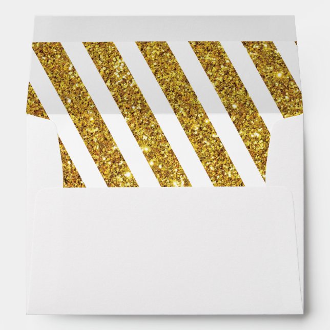 Glittering Faux Gold Stripe | Holiday Card Envelope (Back (Bottom))
