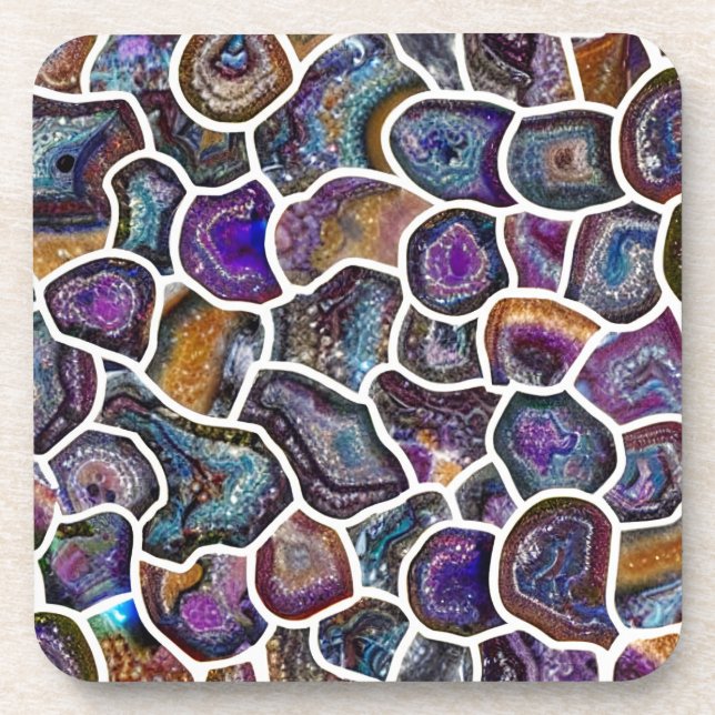 Glittering Geode Mosaic Beverage Coaster (Front)