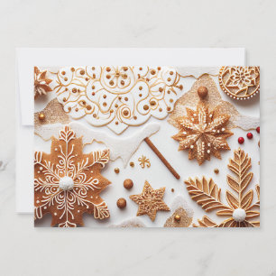 Glittering Gingerbread and Cinnamon Snowflakes Holiday Card