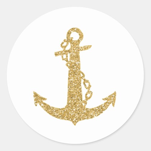 Glittering Gold Anchor Classic Round Sticker