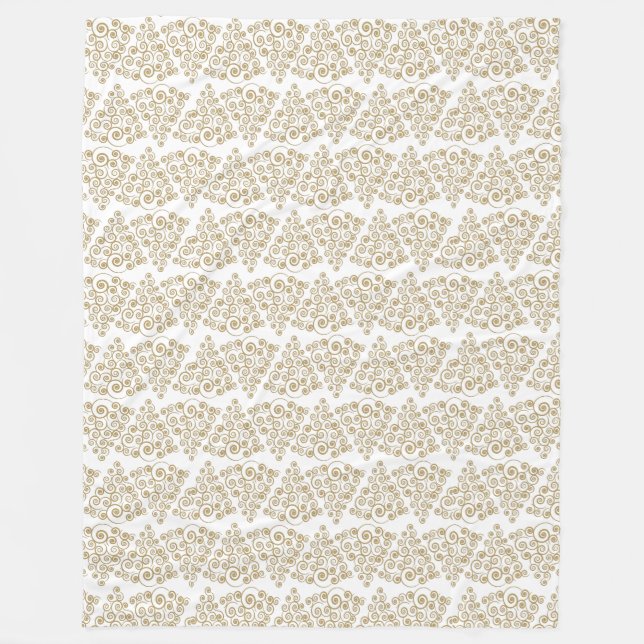 Glittering Gold CurlyQue Christmas Tree Fleece Blanket (Front)