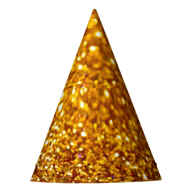 Glittering Gold Glitter Pattern Party Hat (Front)