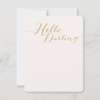 Glittering Gold Hello Darling Flat Note Cards by AllyJCat at Zazzle
