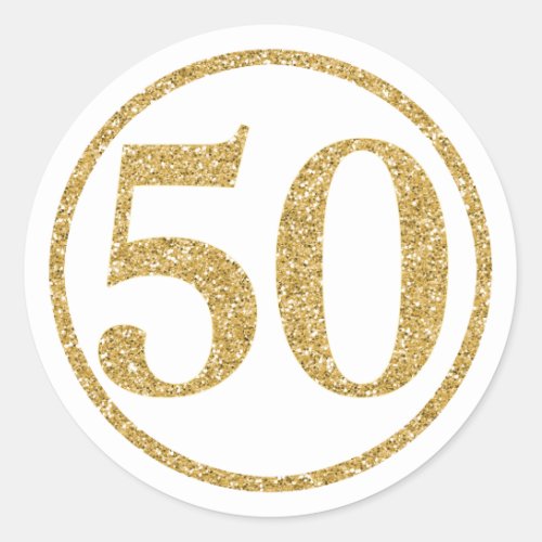Glittering Gold Number 50 Anniversary Classic Round Sticker