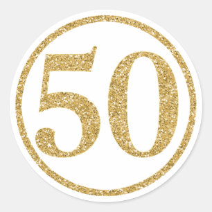 Glittering Gold Number 50 Anniversary Classic Round Sticker