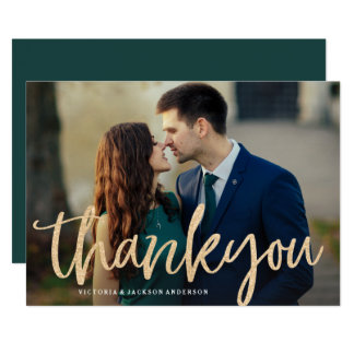 Glittering Gold Wedding Thank You Card