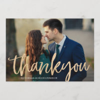 Glittering Gold Wedding Thank You Card