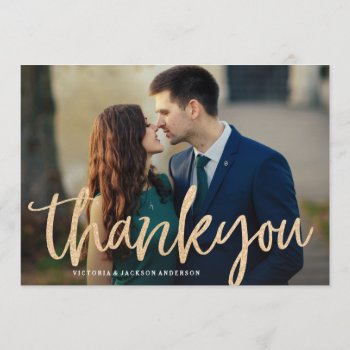 Glittering Gold Wedding Thank You Card by FINEandDANDY at Zazzle