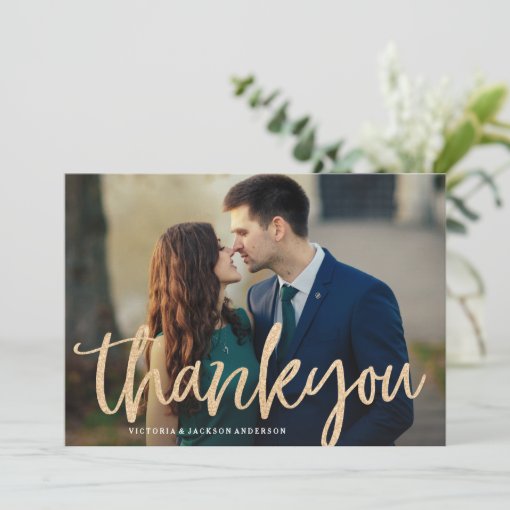 Glittering Gold Wedding Thank You Card | Zazzle