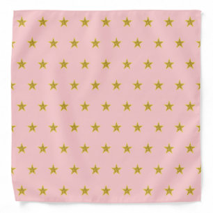 Glittering golden stars on coral pink bandana