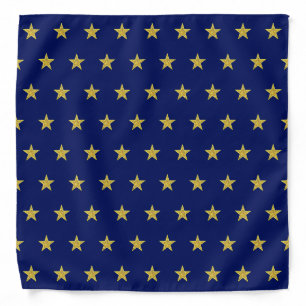 Glittering golden stars on navy blue bandana