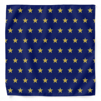 Glittering golden stars on navy blue bandana