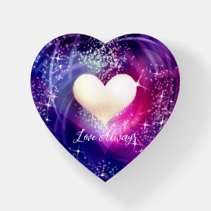 Glittering Heart Blue Purple Paperweight