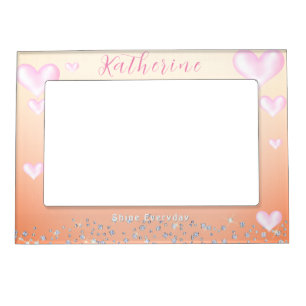 Glittering Hearts Beige Magnetic Frame