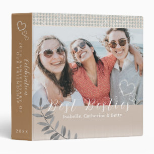 Glittering Hearts Besties Photo  3 Ring Binder
