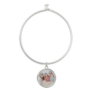 Glittering Hearts Besties Photo  Bangle Bracelet