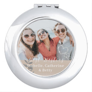 Glittering Hearts Besties Photo  Compact Mirror