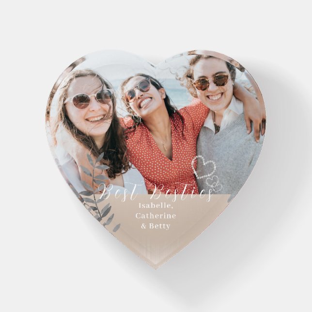 Glittering Hearts Besties Photo  Paperweight (Front)