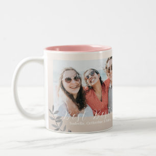 Glittering Hearts Besties Photo Two-Tone Coffee Mug