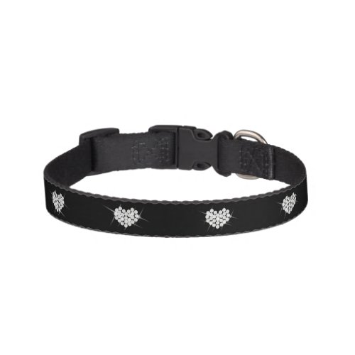 Glittering Hearts Black Dog Collar