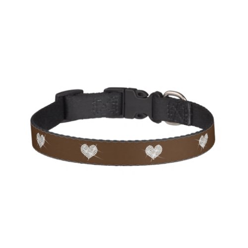 Glittering Hearts Brown Dog Collar