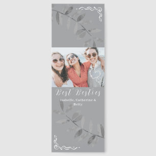 Glittering Hearts Friends Photo Grey Bookmark